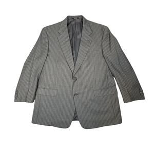 Hart Schaffner Marx Jacket Blazer Mens SZ 46R Gray Pin Stripe Single Breasted